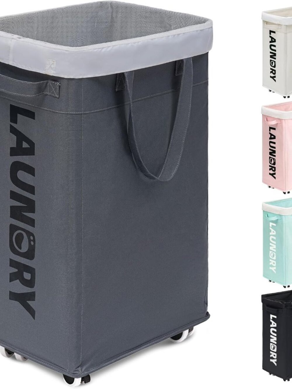 75L Laundry Basket with Wheels & Removable Wash Bag for Dorm